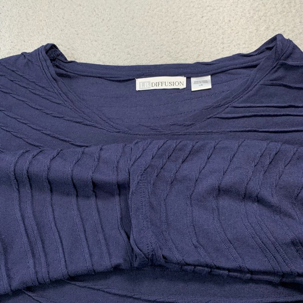IB DIFFUSION Blouse Womens Large Top 3/4 Sleeve Blue - Picture 7 of 8